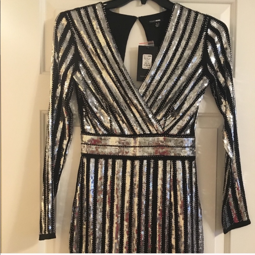 Black and Silver Fashion Nova dress